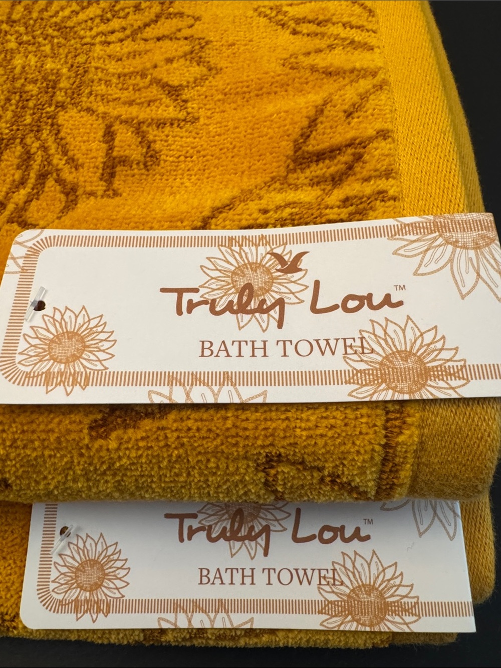 2pc TRULY LOU Sunflower Floral Bath Towel Set - Golden Yellow - Picture 2 of 5